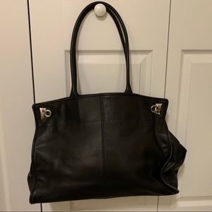 Levenger leather bag w silver closure hardware